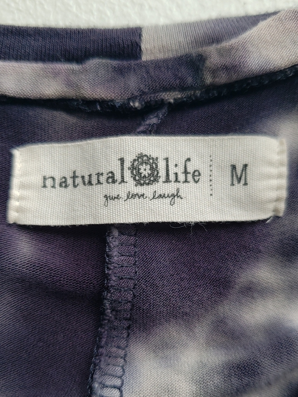 Natural Life Tie-Dye Long Sleeve Maxi Dress Medium Navy Blue White Boho Hippie - Picture 13 of 14
